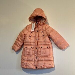 Urban Republic pink coat fleece lined long many pocket hood puffer jacket 5/6 M
